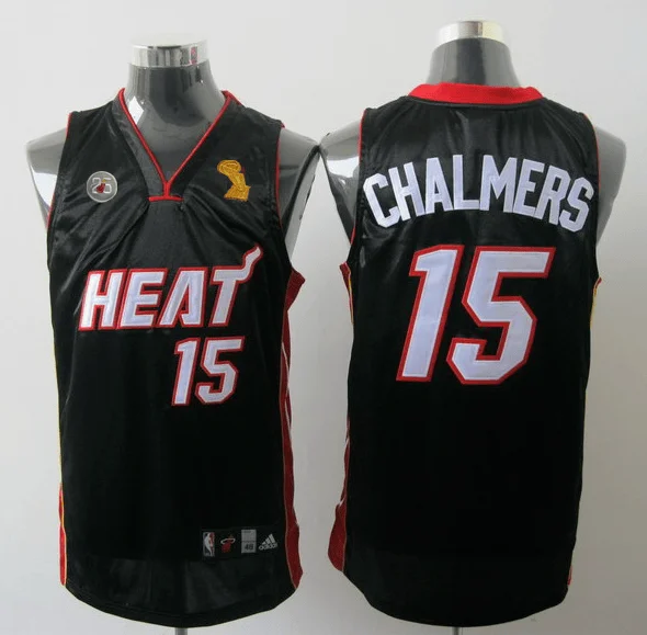 Basketball Jersey Tournament-Heat 15 Chalmers Black 2013 Champion&25th Patch Basketball Jerseys