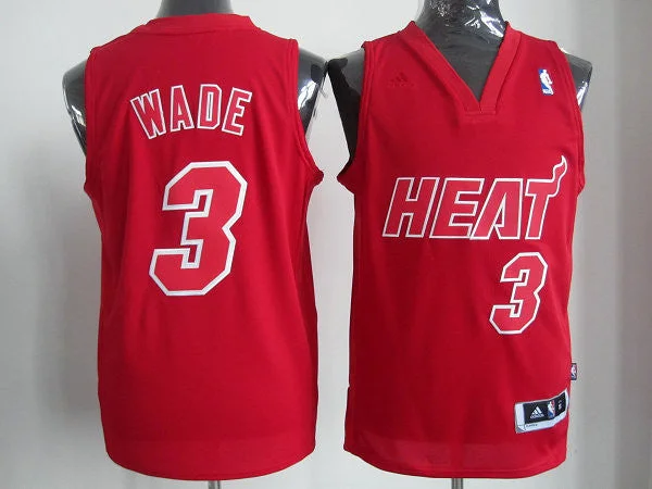 Basketball Jersey Streetwear-Heats 3 Wade Red Christmas Basketball Jerseys