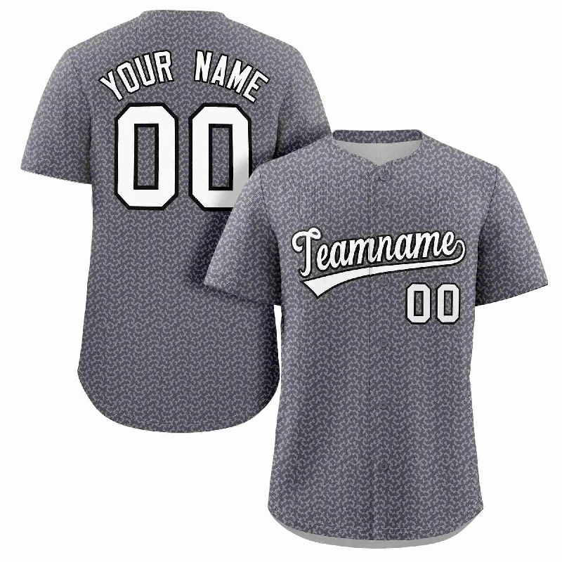 Baseball Jersey Fashion-Custom Dark Gray White Texture Graffiti Pattern Personalized Authentic Baseball Jersey