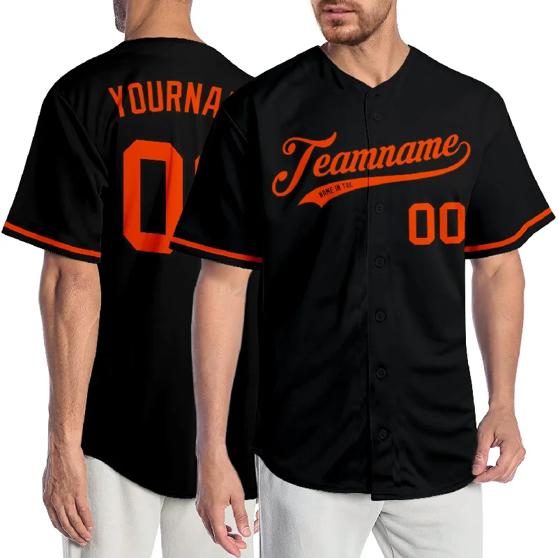 Baseball Jersey Christmas-Custom Black Orange Authentic Baseball Jersey