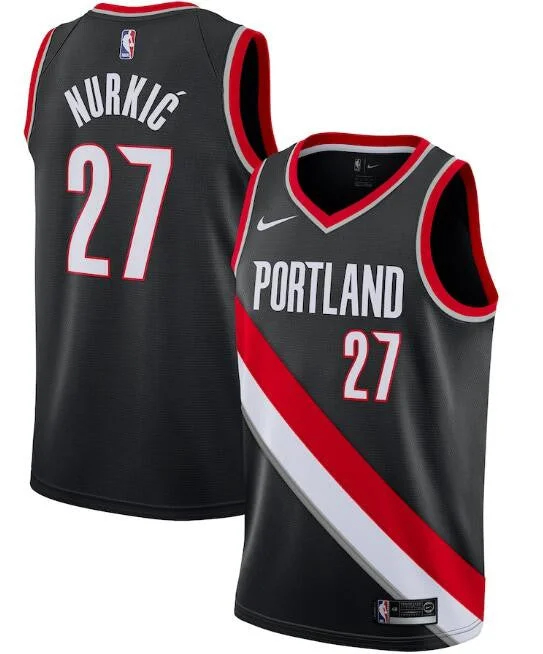 Basketball Jersey Reversible-Men's Portland Trail Blazers Black #27 Jusuf Nurkic Icon Edition Stitched Basketball Jersey