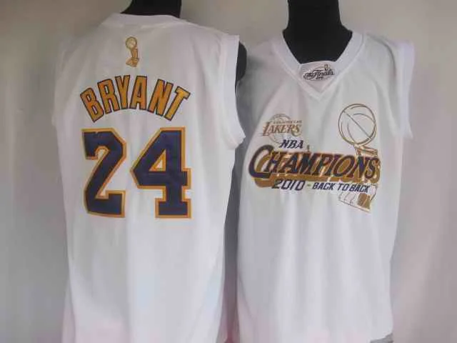 Basketball Jersey Trending-Lakers 24 Kobe Bryant White Champions Commemorativ Basketball Jerseys