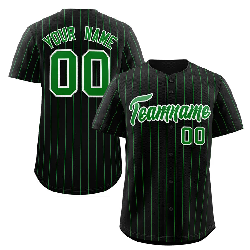 Baseball Jersey Team-Custom Black Green-White Stripe Fashion Authentic Baseball Jersey