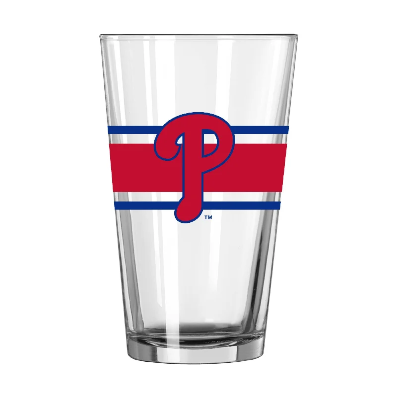 Team Mug Reusable-Philadelphia Phillies 16oz Stripe Pint Glass