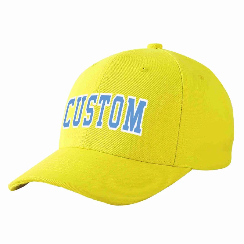 Baseball Cap Unstructured-Custom Yellow Light Blue-White Curved Eaves Sport Baseball Cap Design for Men/Women/Youth