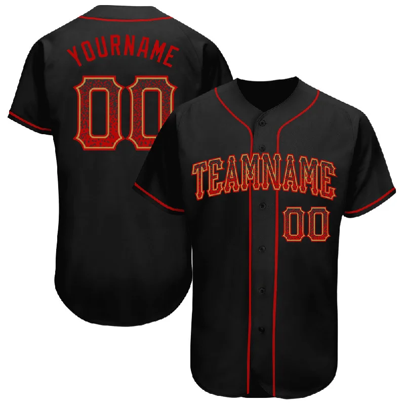 Baseball Jersey Limited Edition-Custom Black Red-Old Gold Authentic Drift Fashion Baseball Jersey