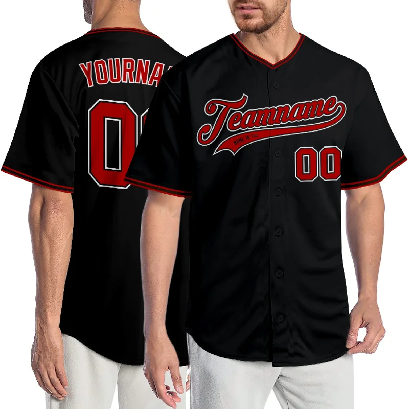 Baseball Jersey Hip Hop-Custom Black Red-White Authentic Baseball Jersey