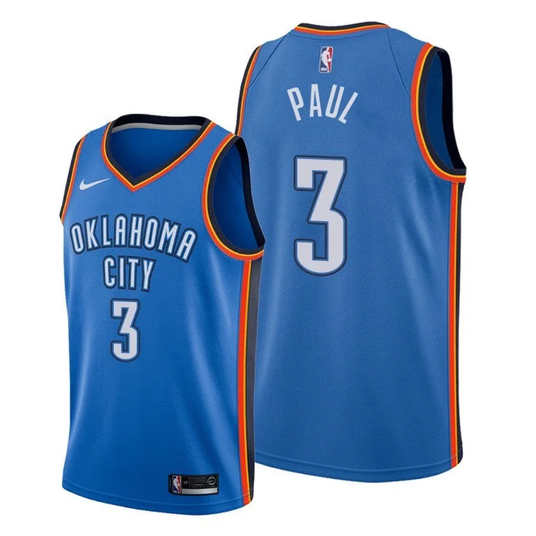 Basketball Jersey College-Men's Oklahoma City Thunder Blue #3 Chris Paul Stitched Basketball Jersey