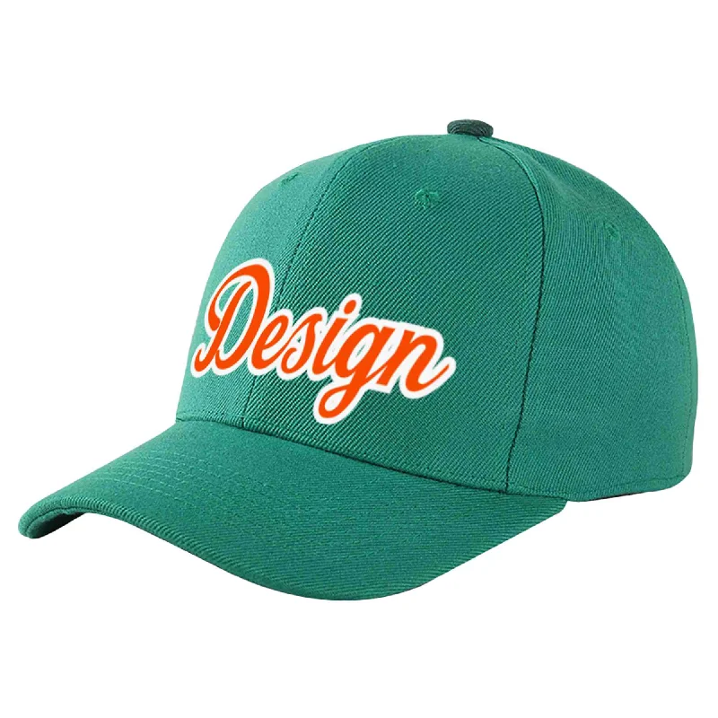 Baseball Cap MVP-Custom Light Green Orange-White Curved Eaves Sport Design Baseball Cap