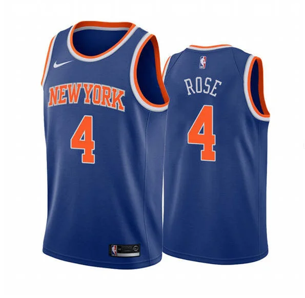 Basketball Jersey Gamer-Men's New York Knicks #4 Derrick Rose Blue Stitched Basketball Jersey