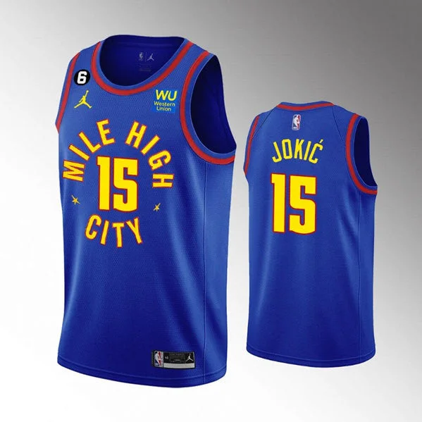 Basketball Jersey MVP-Men's Denver Nuggets #15 Nikola Jokic Blue 2022-23 statement edition Stitched Basketball Jersey