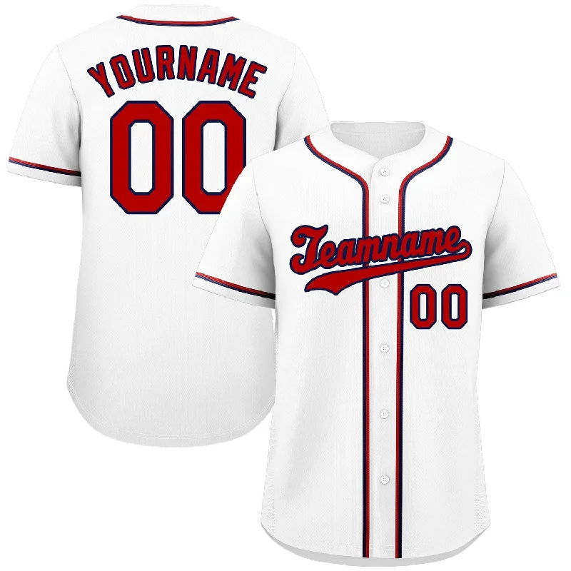 Baseball Jersey Baseball Grandpa-Custom White Red-Navy Classic Style Authentic Baseball Jersey