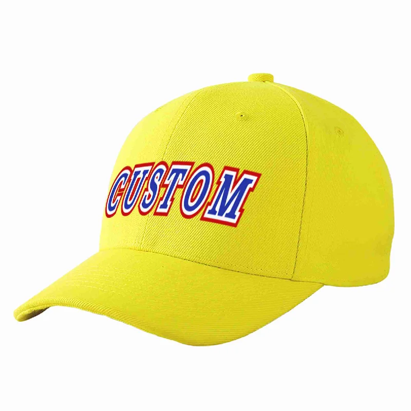 Baseball Cap Women-Custom Yellow Royal-White Curved Eaves Sport Baseball Cap Design for Men/Women/Youth