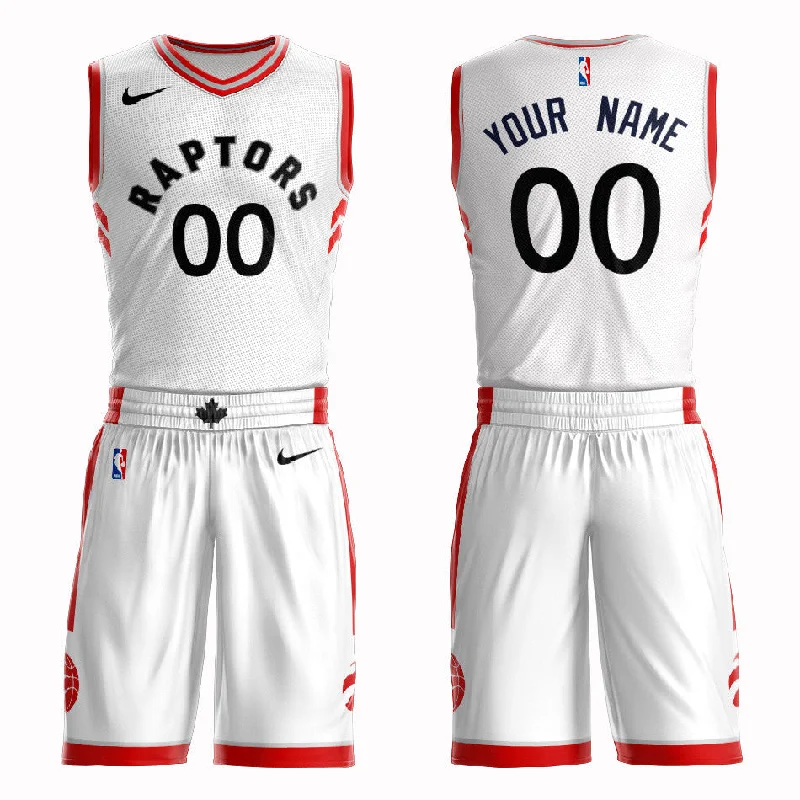 Basketball Jersey Crew Neck-Raptors White Men's Customized Swingman Basketball Jersey(With Shorts)