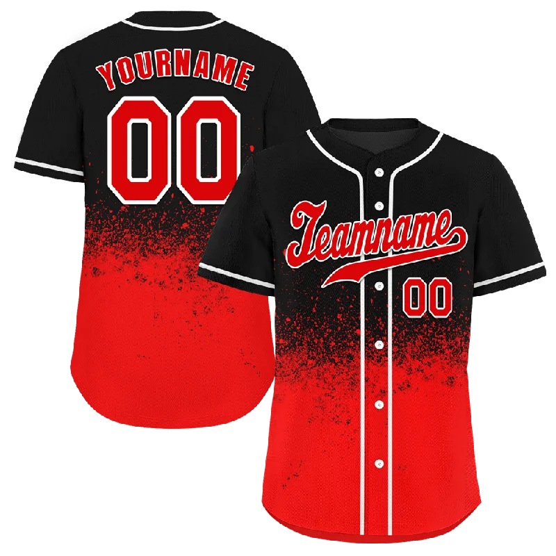 Baseball Jersey MLB-Custom Black Red Graffiti Pattern Red Authentic Baseball Jersey