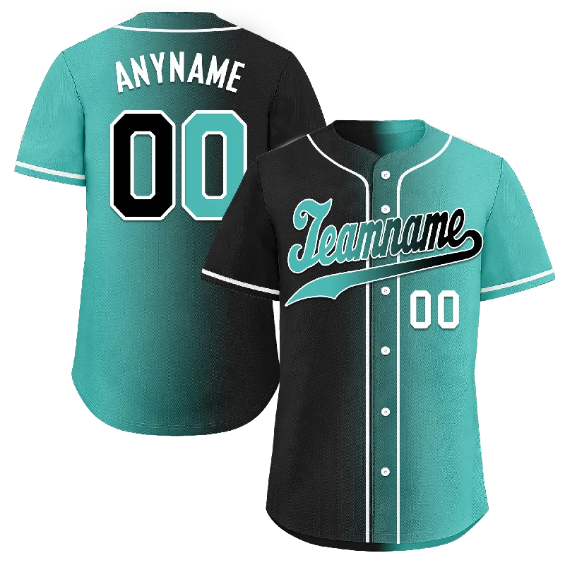 Baseball Jersey Printed-Custom Black Green Gradient Fashion Personalized Authentic Baseball Jersey BSBJ01-D0a7a0c