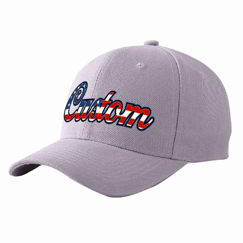 Baseball Cap Baseball Coach-Custom Gray Vintage USA Flag-Gold Curved Eaves Sport Baseball Cap Design for Men/Women/Youth