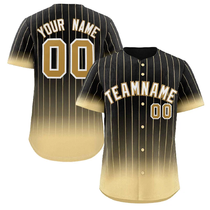 Baseball Jersey Lightweight-Custom Black Khaki-White Gradient Stripe Fashion Authentic Baseball Jersey