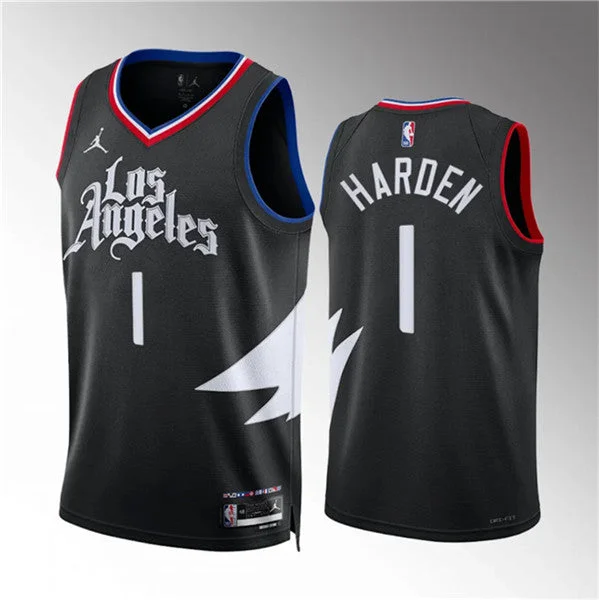 Basketball Jersey Soft-Men's Los Angeles Clippers #1 James Harden Black Statement Edition Stitched Basketball Jersey