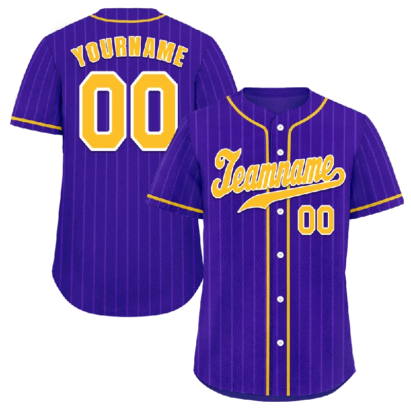 Baseball Jersey MVP-Custom Purple Stripe Fashion Yellow Authentic Baseball Jersey