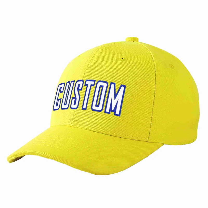 Baseball Cap Fashion-Custom Yellow White-Royal Curved Eaves Sport Baseball Cap Design for Men/Women/Youth