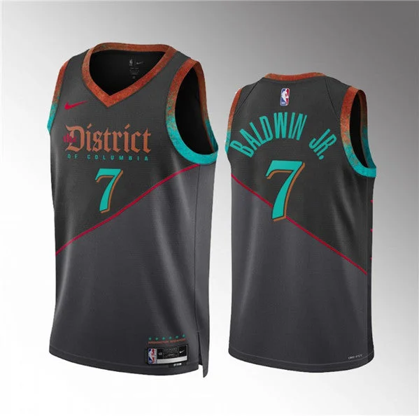 Basketball Jersey Free Shipping-Men's Washington Wizards #7 Patrick Baldwin Jr. Black 2023/24 City Edition Stitched Basketball Basketball Jersey