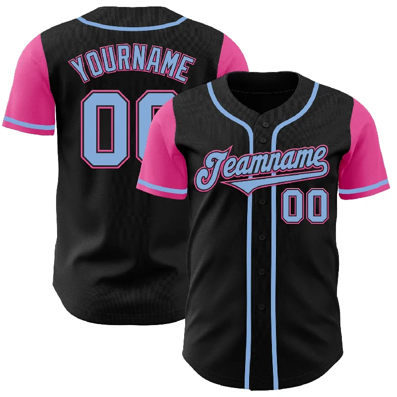 Baseball Jersey Gold-Custom Black Light Blue-Pink Authentic Two Tone Baseball Jersey