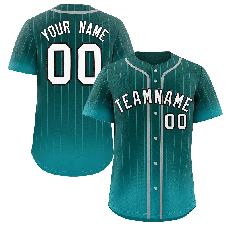 Baseball Jersey World Series-Custom Aqua white-Black Gradient Stripe Fashion Authentic Baseball Jersey