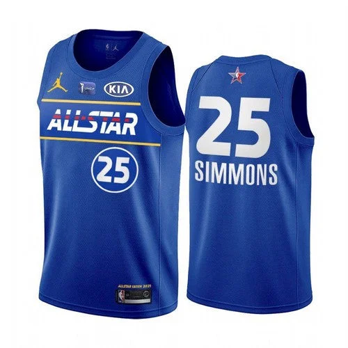 Basketball Jersey Thanksgiving-Men's 2021 All-Star #25 Ben Simmons Blue Eastern Conference Stitched Basketball Jersey