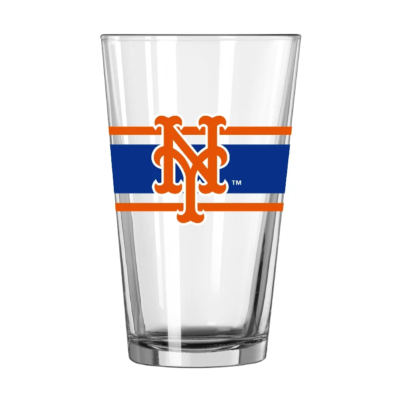 Team Mug Juice-New York Mets 16oz Stripe Pint Glass