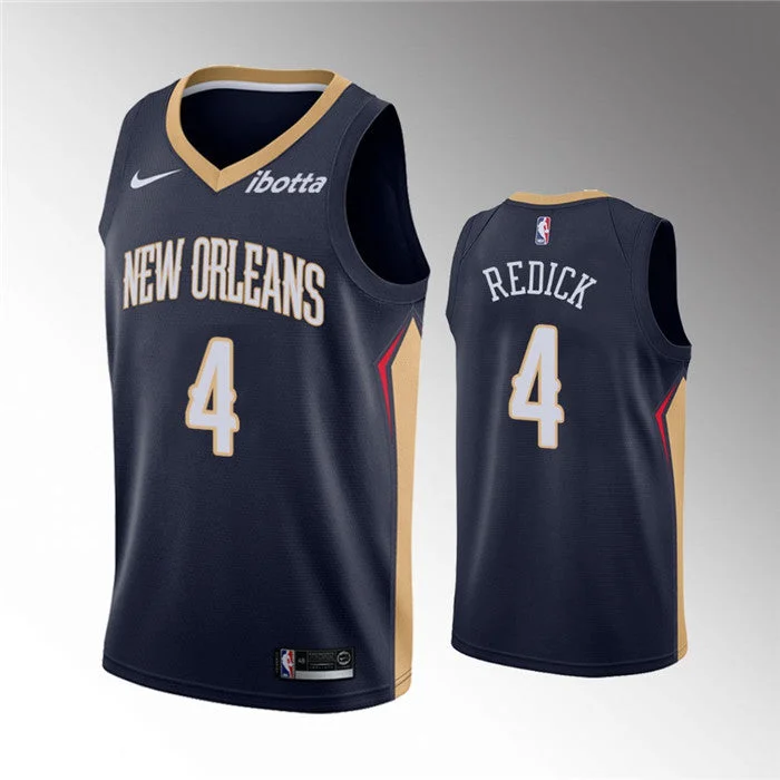 Basketball Jersey All-Star-Men's New Orleans Pelicans #4 J.J. Redick Navy Icon Edition Stitched Basketball Jersey