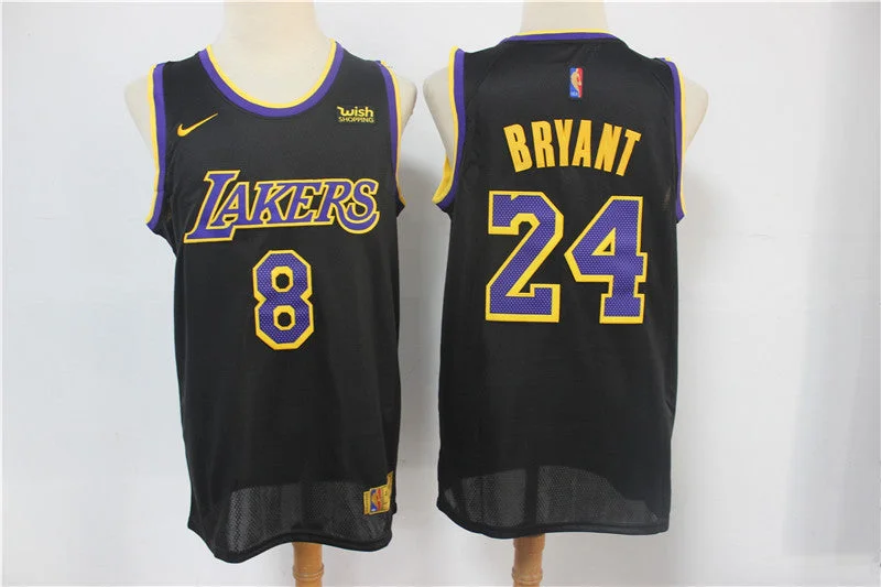 Basketball Jersey Youth-Men's Los Angeles Lakers Front #8 Back #24 Kobe Bryant 2021 Earned Edition Black Stitched Basketball Jersey