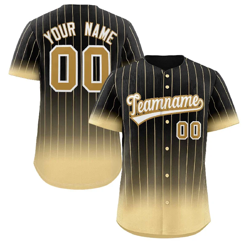 Baseball Jersey Breathable-Custom Black Khaki-White Gradient Stripe Fashion Authentic Baseball Jersey