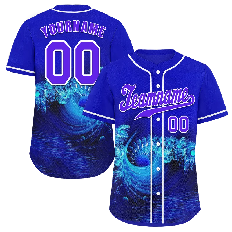 Baseball Jersey Yellow-Custom Blue 3D Pattern Purple Authentic Baseball Jersey BSBJ0a-bc0fbd7