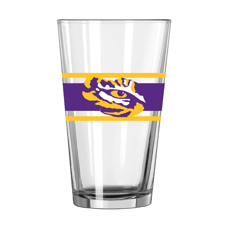 Team Mug Hot Chocolate-LSU 16oz Stripe Pint Glass