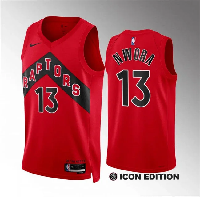 Basketball Jersey Training-Men's Toronto Raptors #13 Jordan Nwora Red Icon Edition Stitched Basketball Basketball Jersey