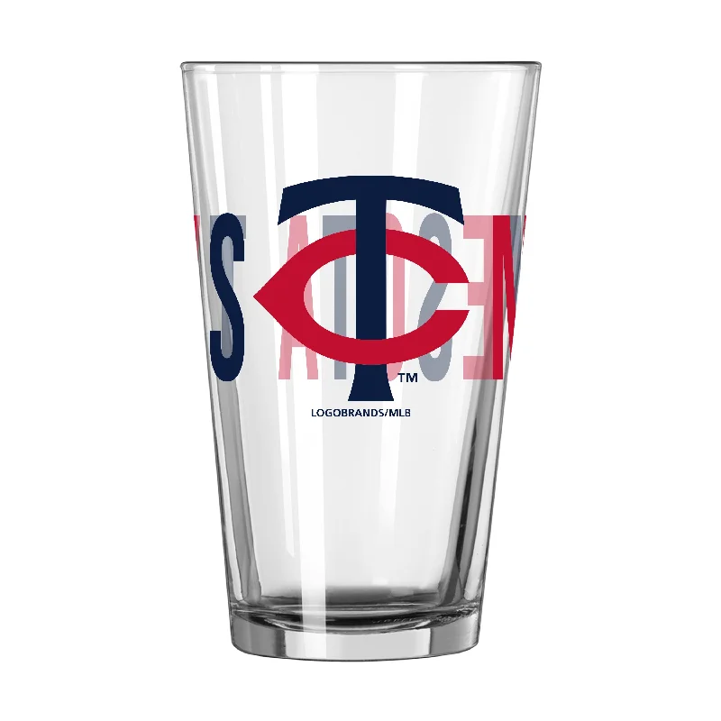 Team Mug Logo-Minnesota Twins 16oz Overtime Pint Glass