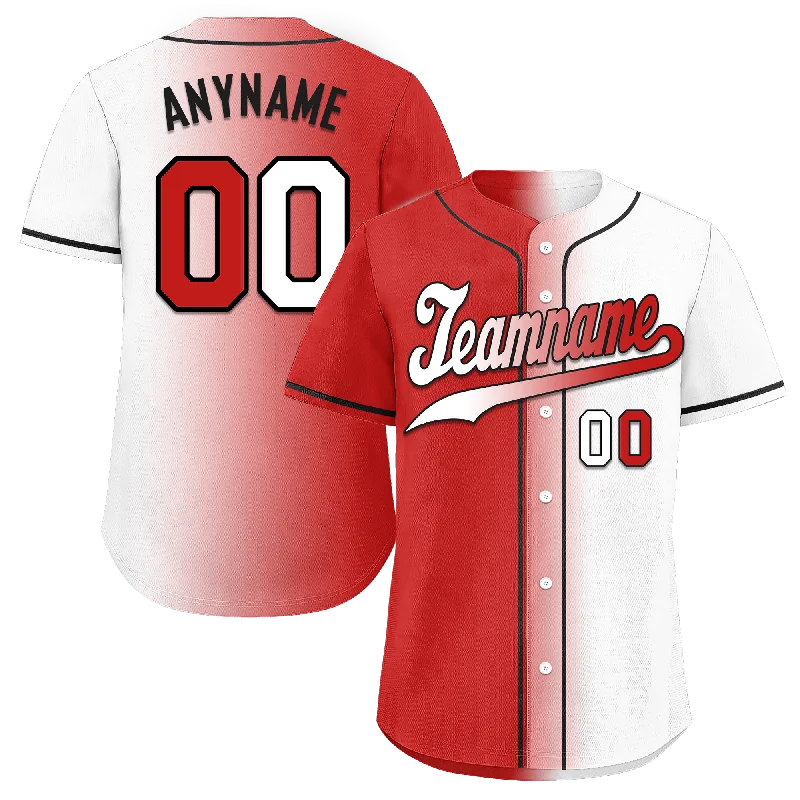 Baseball Jersey All-Season-Custom Red White Gradient Fashion Personalized Authentic Baseball Jersey BSBJ01-D0a7aa9