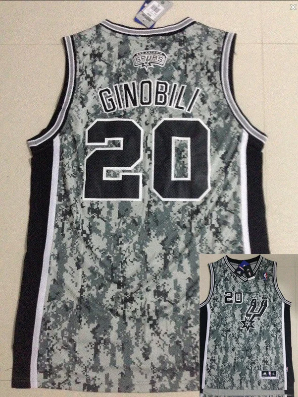 Basketball Jersey Crew Neck-Spurs 20 Ginobili Camo New Revolution 30 Basketball Jerseys