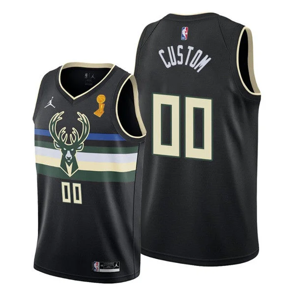 Basketball Jersey Basketball Player-Men's Milwaukee Bucks Active Player Custom 2021 Black Finals Champions City Edition Stitched Basketball Basketball Jersey