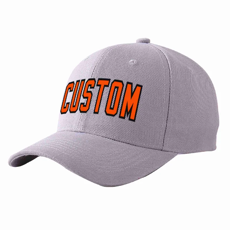 Baseball Cap Baseball Lover-Custom Gray Orange-Black Curved Eaves Sport Baseball Cap Design for Men/Women/Youth