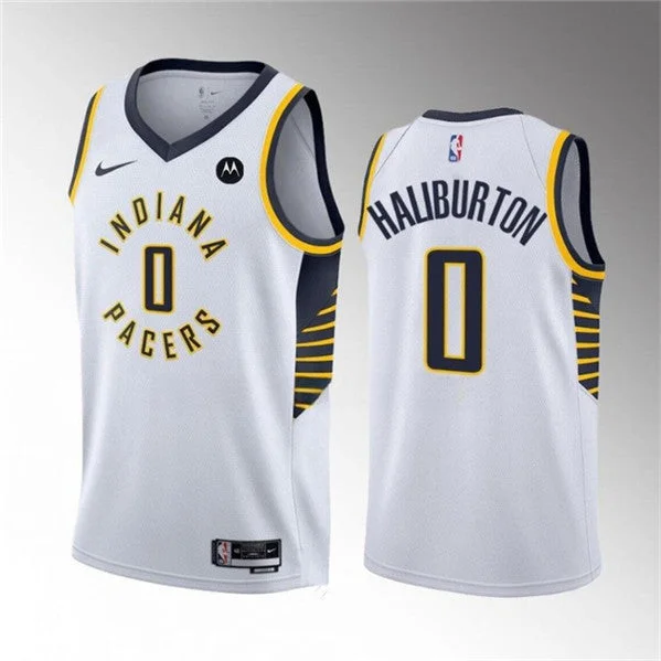 Basketball Jersey Anime-Men's Indiana Pacers #0 Tyrese Haliburton White Association Edition Stitched Basketball Basketball Jersey