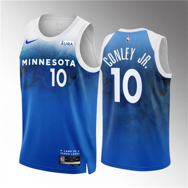 Basketball Jersey Gamer-Men's Minnesota Timberwolves #10 Mike Conley Jr. Blue 2023/24 City Edition Stitched Basketball Jersey