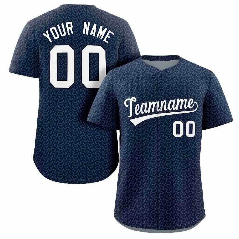 Baseball Jersey Recycled Fabric-Custom Navy White Texture Graffiti Pattern Personalized Authentic Baseball Jersey