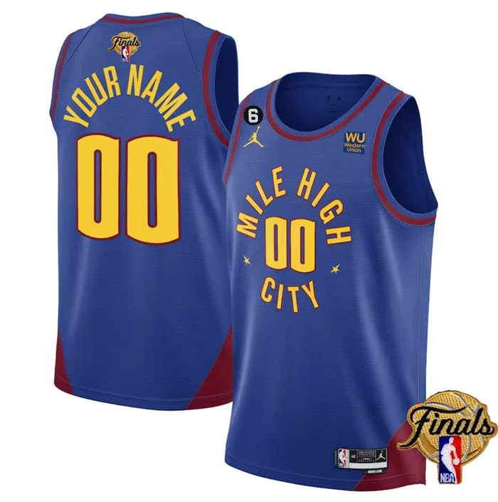 Basketball Jersey Training-Men's Denver Nuggets Active Player Custom Blue 2023 Finals Statement Edition With NO.6 Patch Stitched Basketball Basketball Jersey