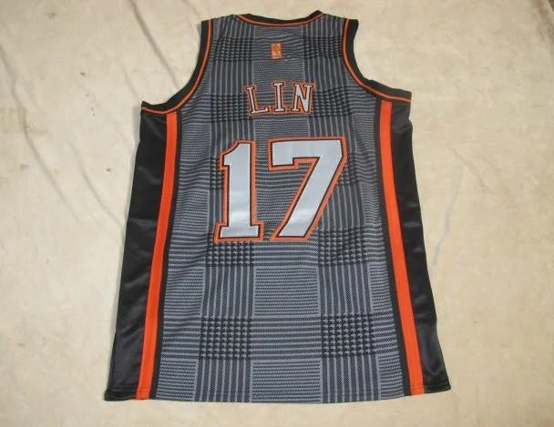 Basketball Jersey Summer-Knicks 17 Lin grey Basketball Jerseys