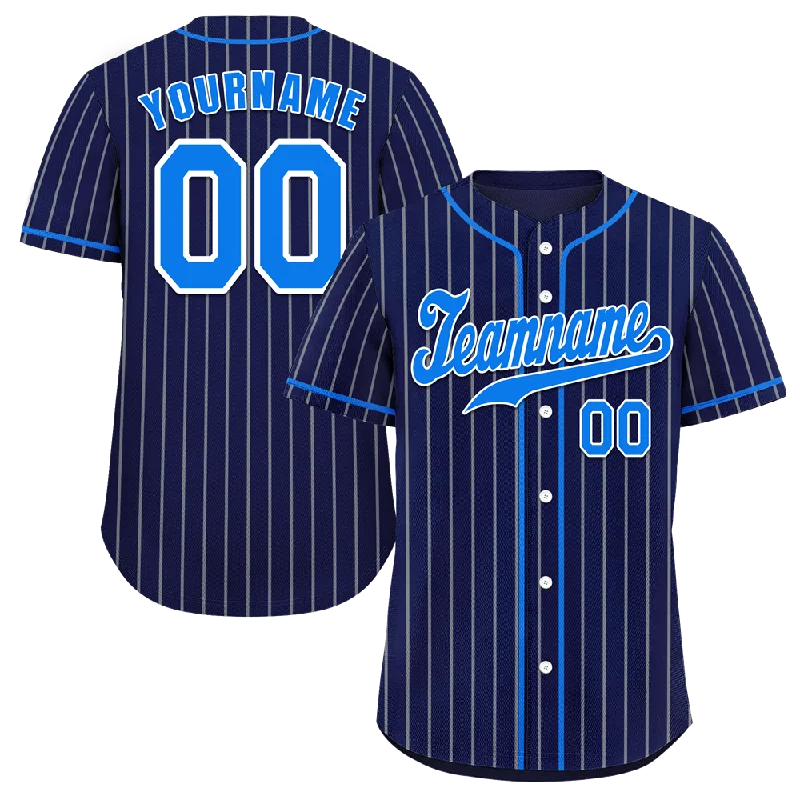 Baseball Jersey Halloween-Custom Blue Stripe Fashion Aqua Authentic Baseball Jersey