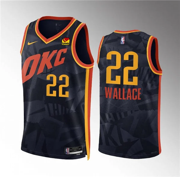 Basketball Jersey Superhero-Men's Oklahoma City Thunder #22 Cason Wallace Black 2023/24 City Edition Stitched Basketball Basketball Jersey