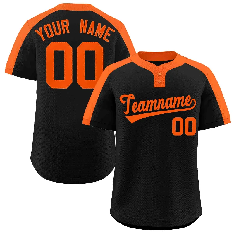 Baseball Jersey Number-Custom Black Orange Classic Style Authentic Two-Button Baseball Jersey