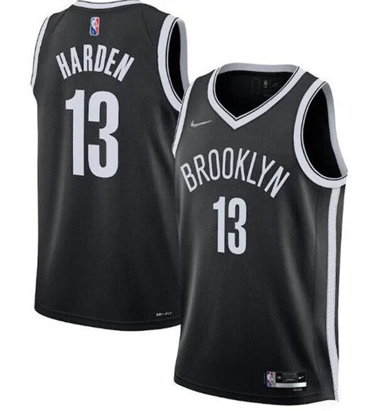 Basketball Jersey Personalized-Men's Brooklyn Nets #13 James Harden 75th Anniversary Black Stitched Basketball Basketball Jersey